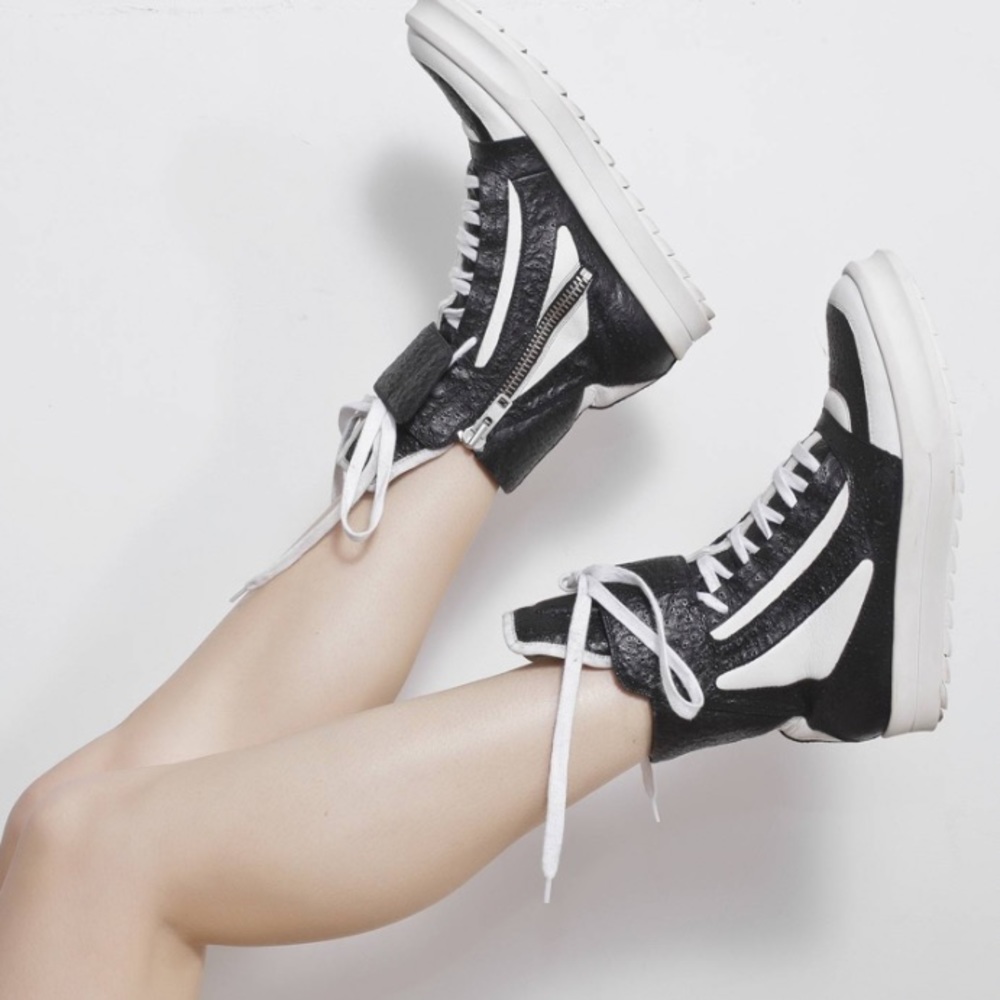 High-Top Black and White Women's Sneakers